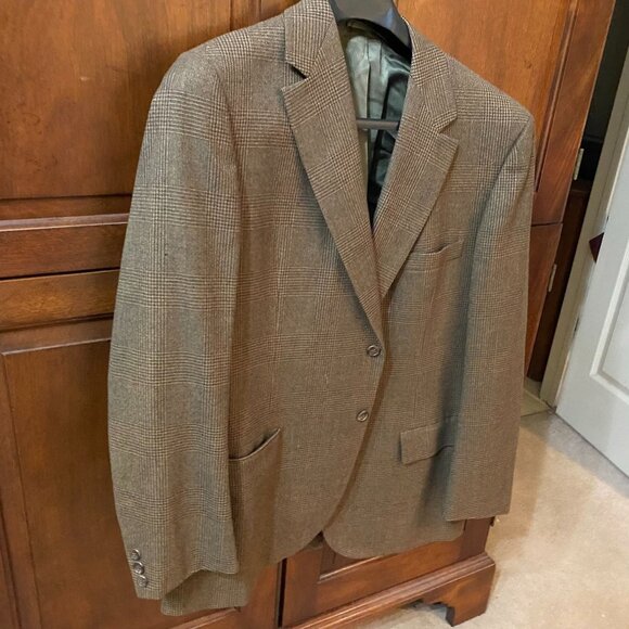 Hickey Freeman Mens Sports Coat Jacket Size 43 Long Houndstooth Brown Wool FLAWS - Picture 13 of 13